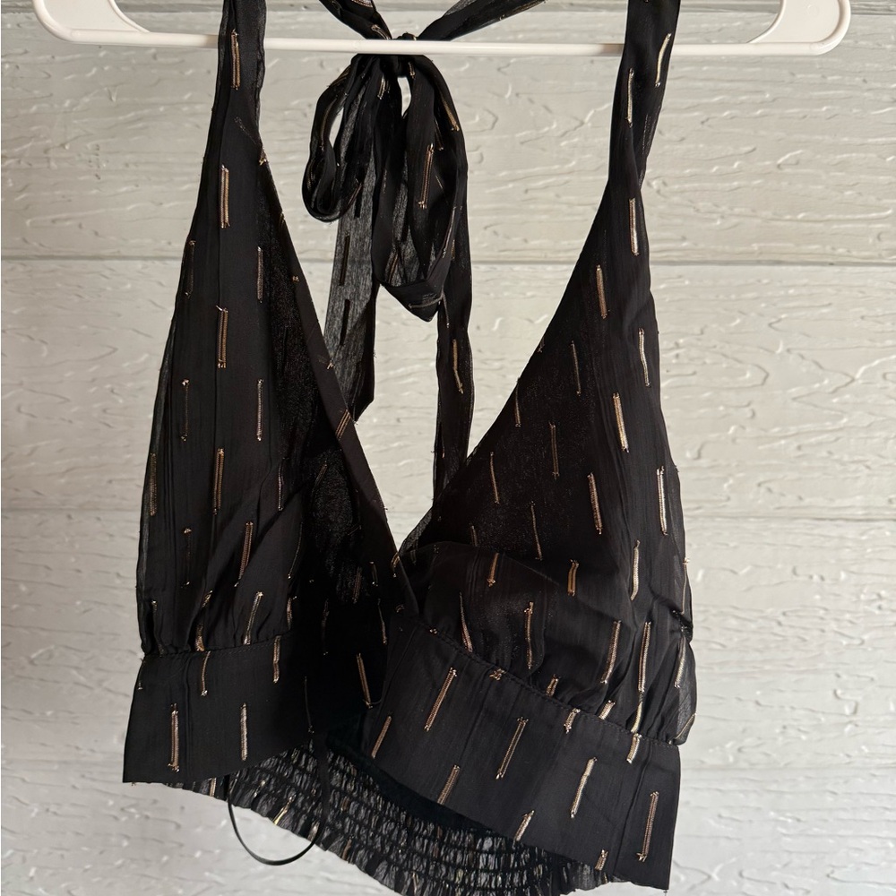 Stylish Black Crop Top Halter